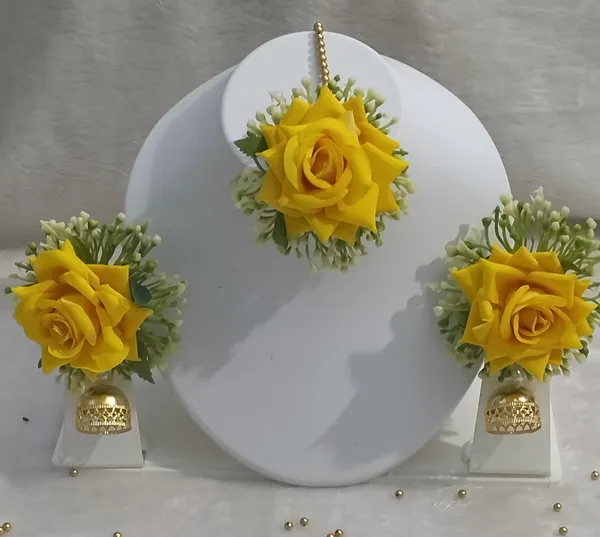 Yellow__Mitali_Fabric_Flower_Jewellery__For_Girls_&_Women