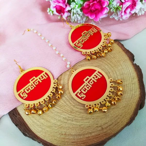 Maanya_Red_Dulhaniya_Earrings_with_Maangtikka_For_Haldi_and_Mehendi