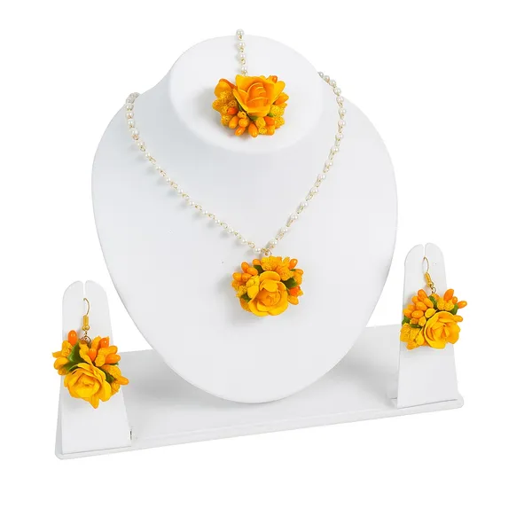 Yellow_Chain__Seema_Fabric_Flower_Jewellery__For_Women