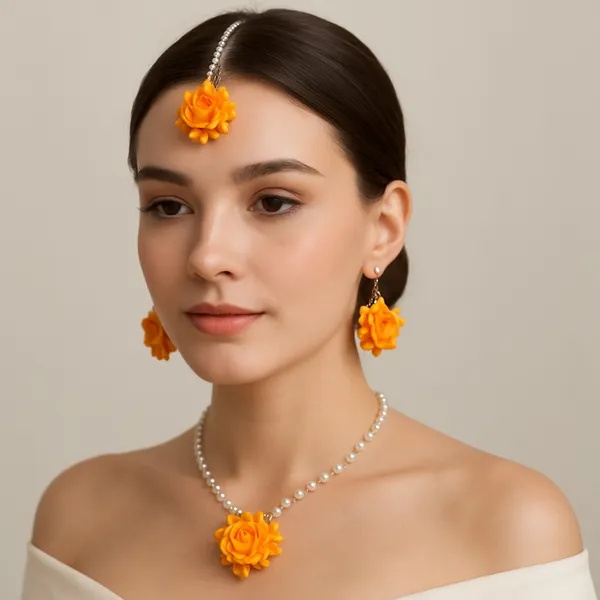 Yellow_Chain__Seema_Fabric_Flower_Jewellery__For_Women