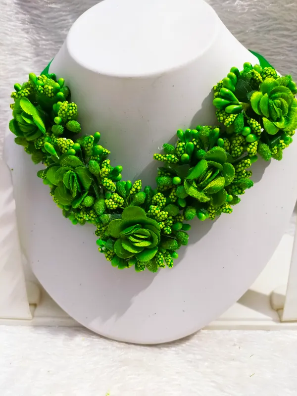 Green_Silk__Shalini_Fabric_Flower_Jewellery__For_Women