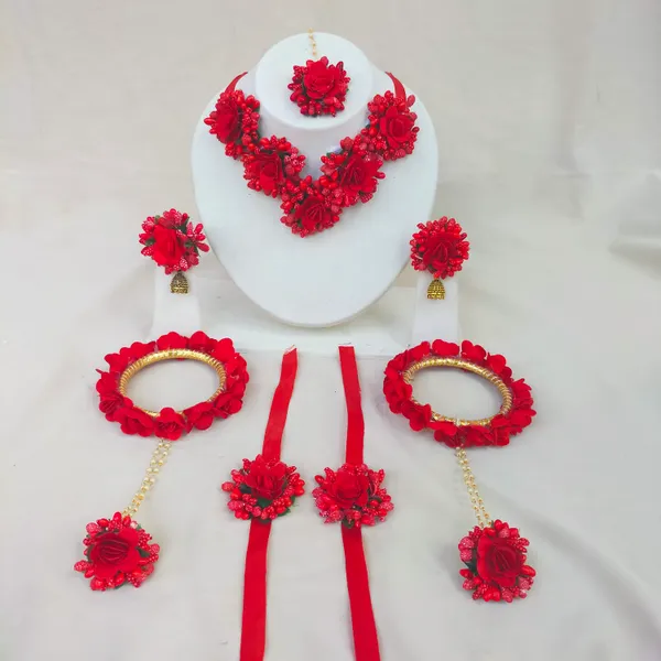 Red__Saachi_Fabric_Flower_jewellery_For_Women