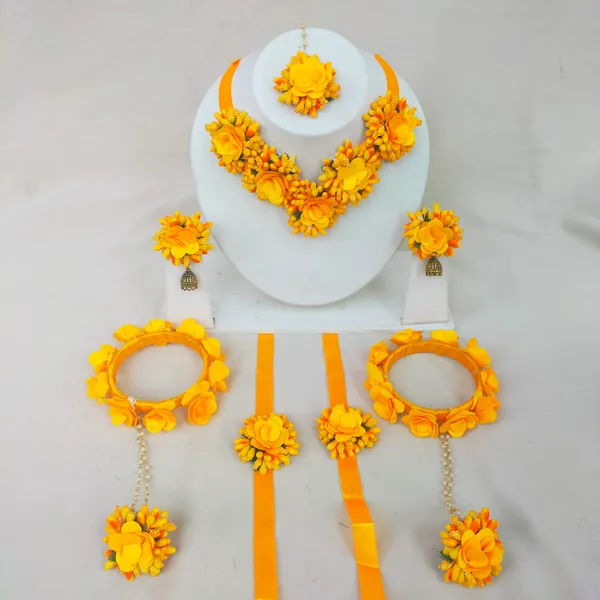 Yellow__Shreya_Fabric_Flower_jewellery_For_Women