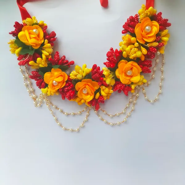 Red_&_Yellow_Shama_Fabric_Flower_jewellery_For_Women