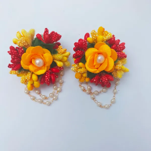 Red_&_Yellow_Shama_Fabric_Flower_jewellery_For_Women