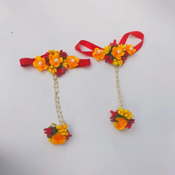 Red_&_Yellow_Shama_Fabric_Flower_jewellery_For_Women