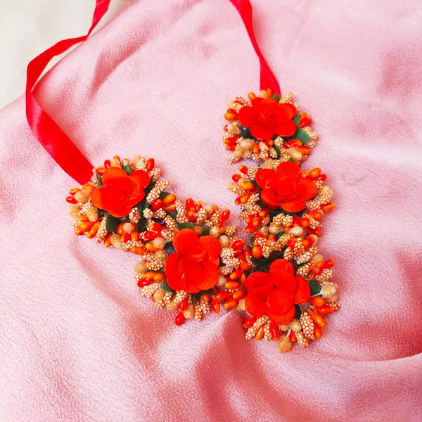 Orange_Silk__Shruti_Fabric_Flower_Jewellery__For_Women