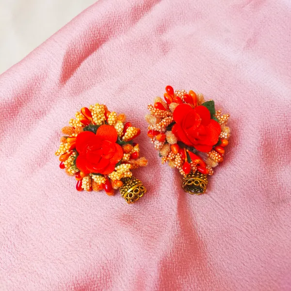 Orange_Silk__Shruti_Fabric_Flower_Jewellery__For_Women