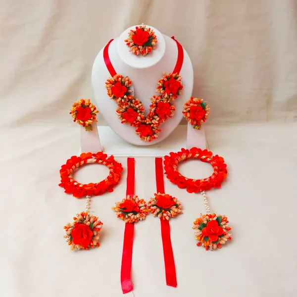 Orange_Silk__Shruti_Fabric_Flower_Jewellery__For_Women