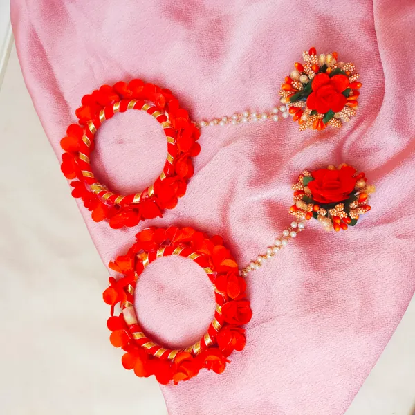 Orange_Silk__Shruti_Fabric_Flower_Jewellery__For_Women