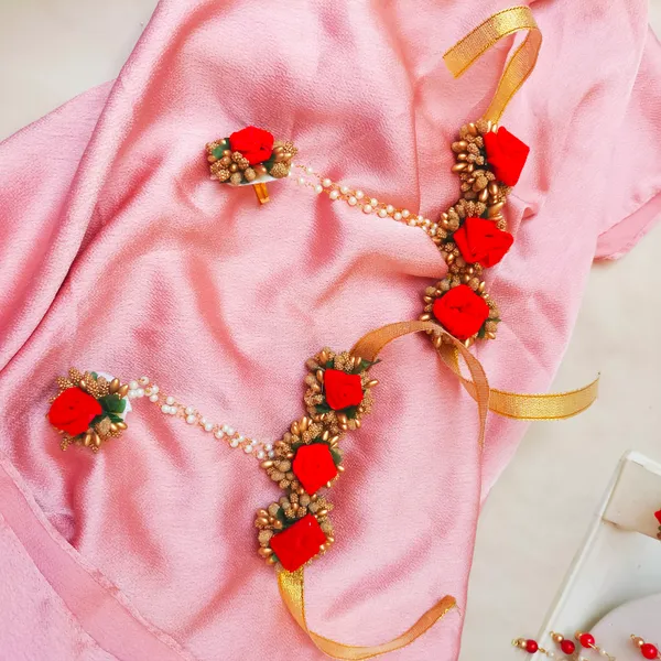 Red_&_Gold__Siya_Fabric_Flower_jewellery_For_Women