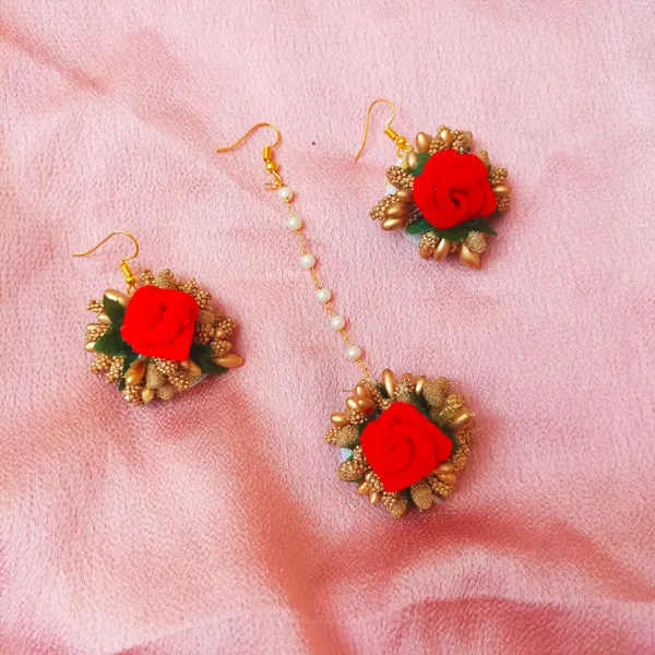Red_&_Gold__Siya_Fabric_Flower_jewellery_For_Women