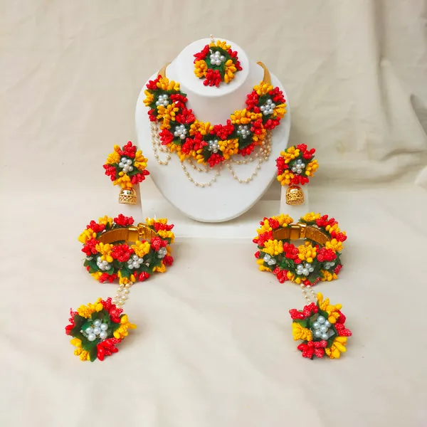 Yellow_And_Red__Saisha_Fabric_Flower_Jewellery__For_Girls_&_Women