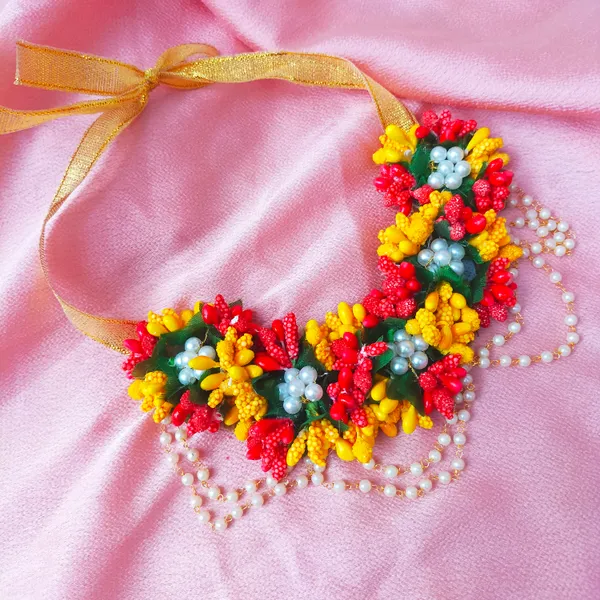 Yellow_And_Red__Saisha_Fabric_Flower_Jewellery__For_Girls_&_Women