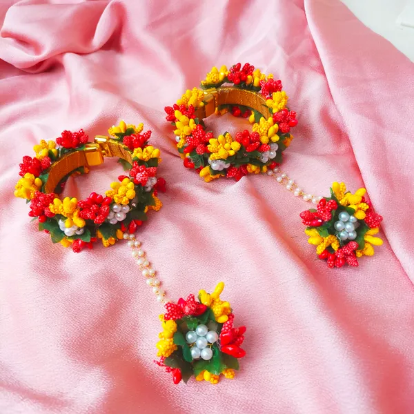 Yellow_And_Red__Saisha_Fabric_Flower_Jewellery__For_Girls_&_Women