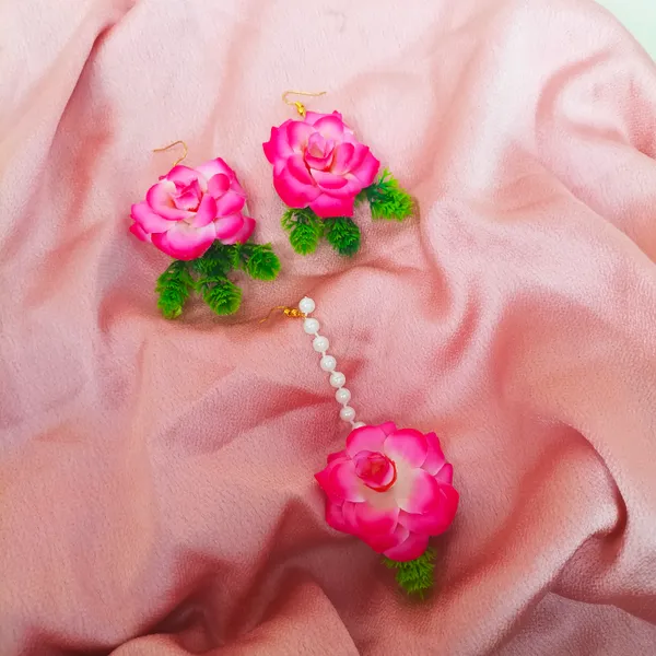 Pink_&_Green__Aadhya_Fabric_Floral_Jewellery_For_Women