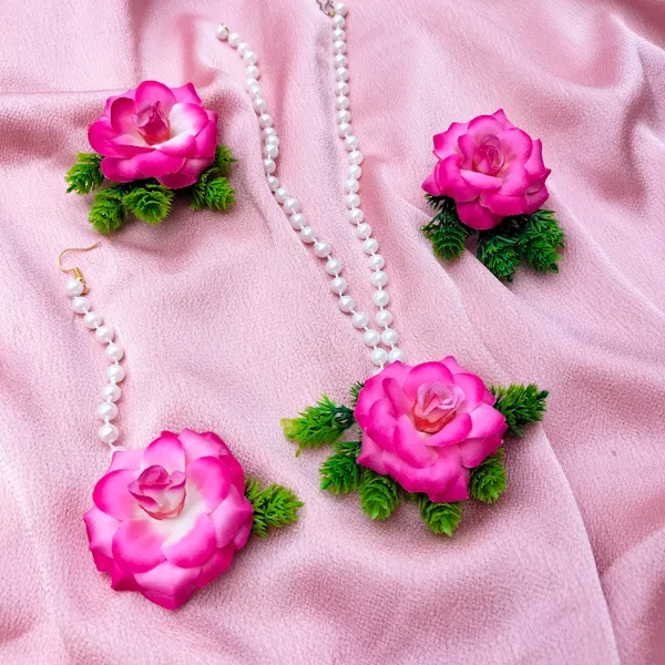 Pink_&_Green__Aadhya_Fabric_Floral_Jewellery_For_Women