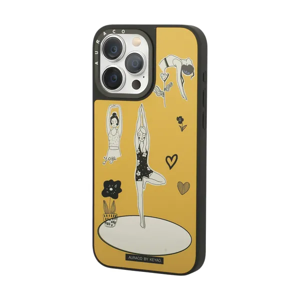 Back_Cover_Mustard_Yellow_With_&_White_Artwork_Yoga_Girl_Iphone_15_Promax_Phone_Case