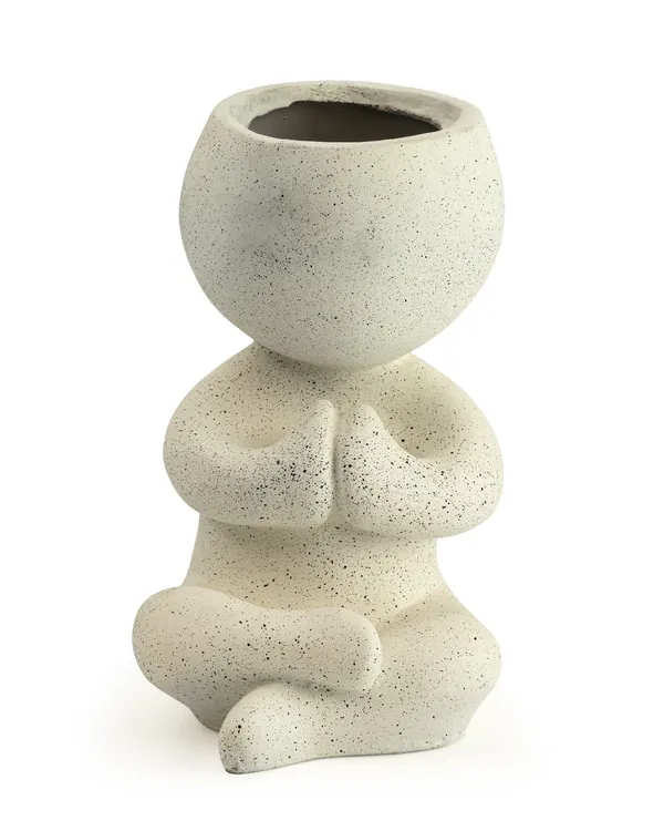 Namaste_White_Resin_Ceramic_Pot