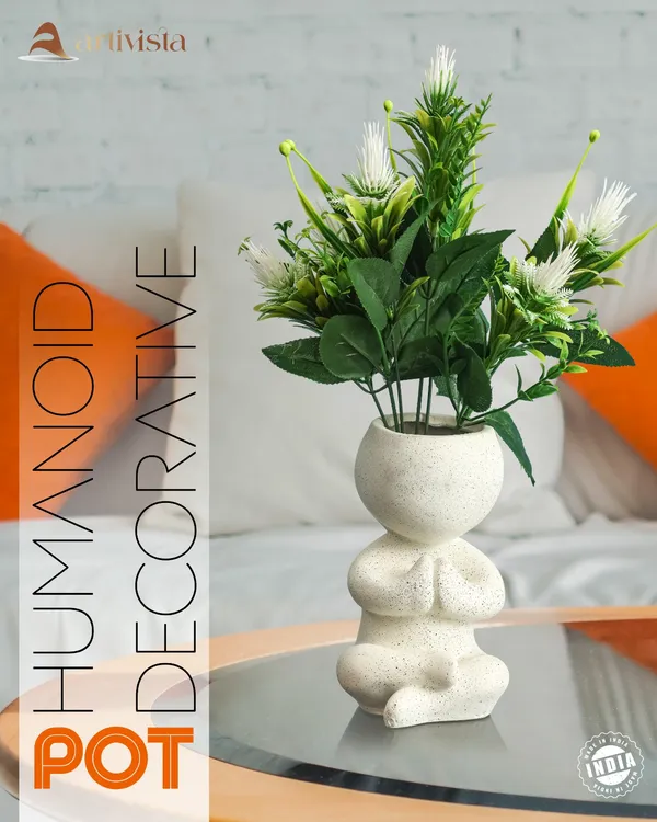 Namaste_White_Resin_Ceramic_Pot