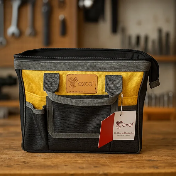 Exel_Grey_&_Yellow_Open_Mouth_Polyester_Small_Tool_Bag