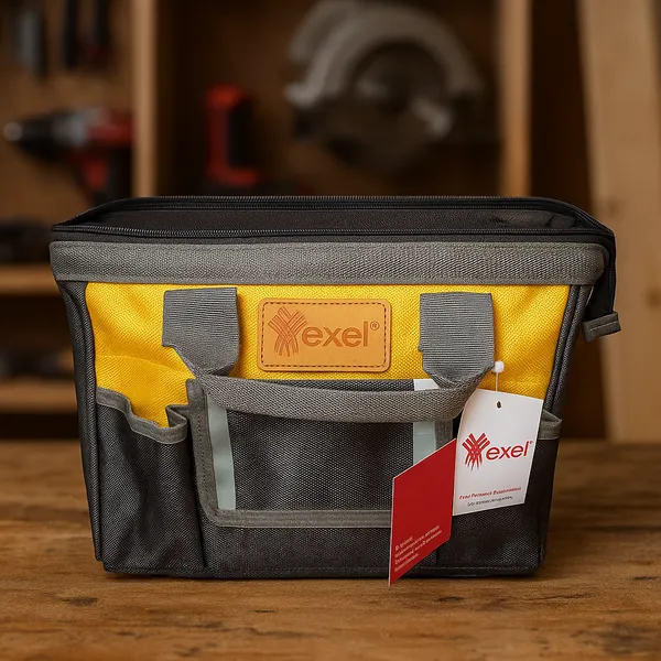 Exel_Grey_&_Yellow_Open_Mouth_Polyester_Small_Tool_Bag