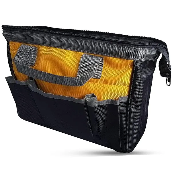 Exel_Grey_&_Yellow_Open_Mouth_Polyester_Small_Tool_Bag