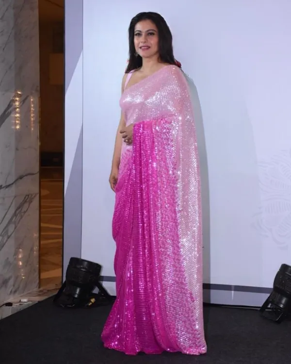 Kajol_Devgan_Styled_Pink_Georgette_Party_Wear_Bollywood_Saree