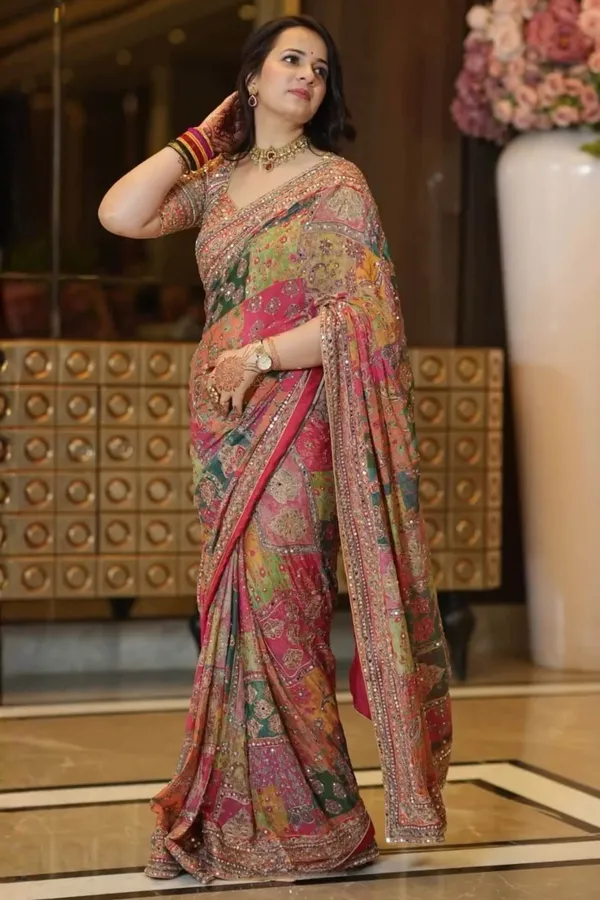 Multicolor_Crepe_Chinon_Saree_with_Heavy_Mirror_&_Hand_Embroidery_Work