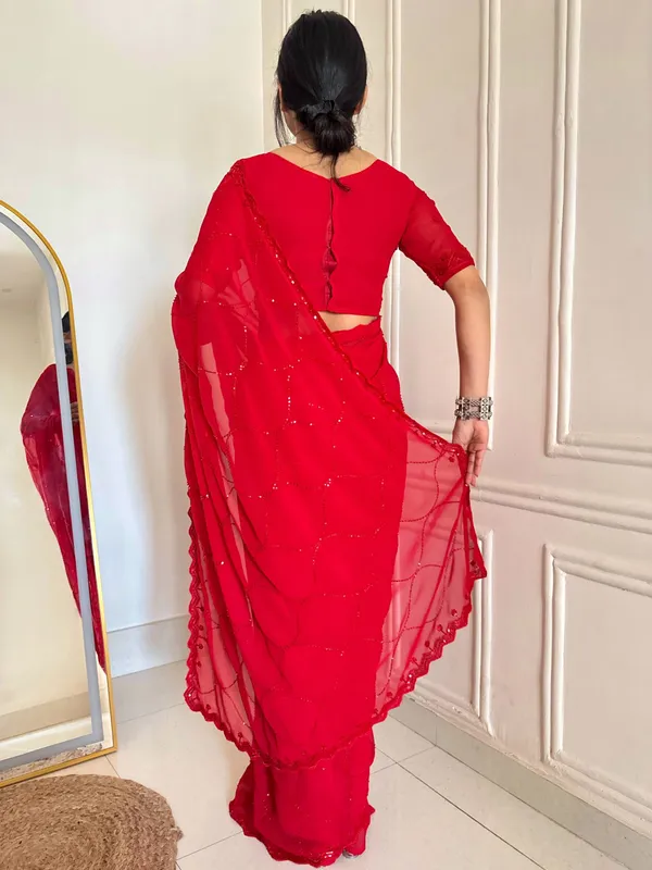 Red_Premium_Designer_Beads_Embellishment_Saree