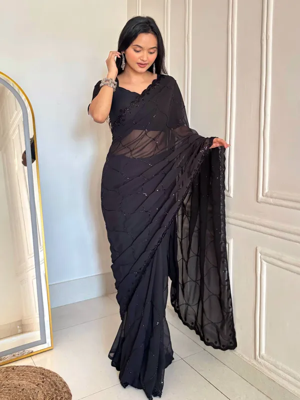 Black_Premium_Designer_Beads_Embellishment_Saree