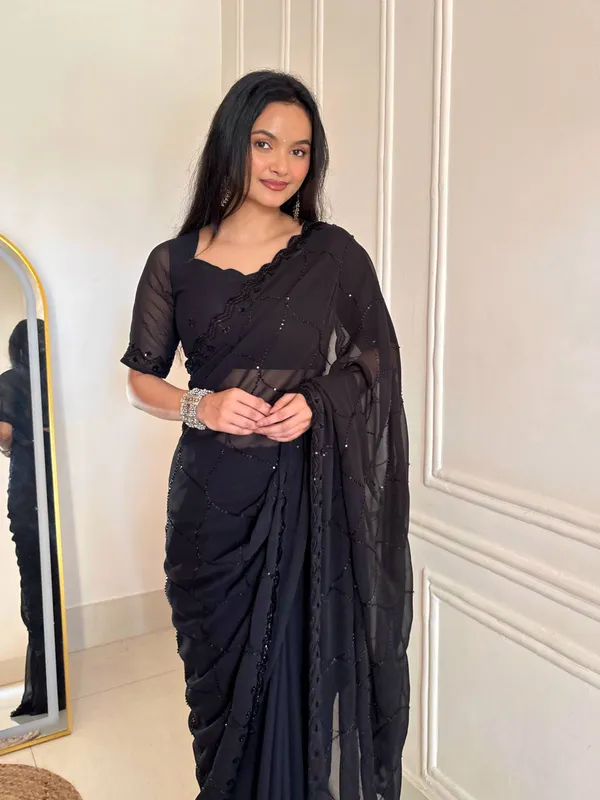 Black_Premium_Designer_Beads_Embellishment_Saree
