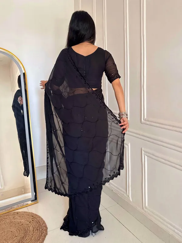 Black_Premium_Designer_Beads_Embellishment_Saree
