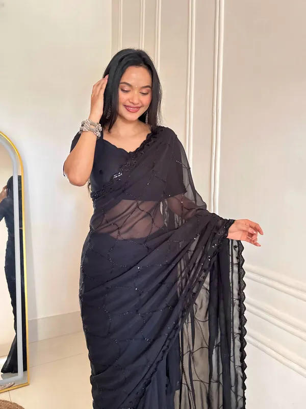 Black_Premium_Designer_Beads_Embellishment_Saree