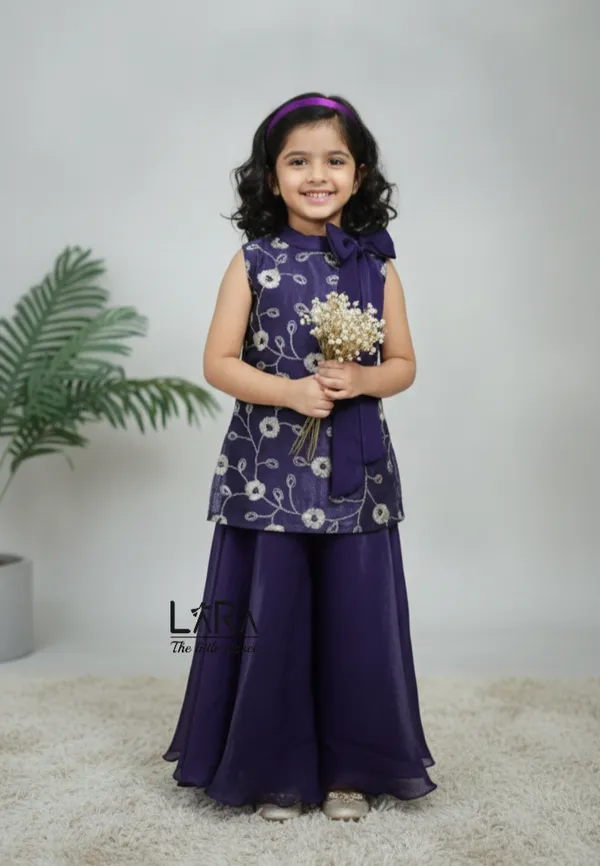 Classy_Purple_Kurti_Palazzo_Set_For_Little_Girls