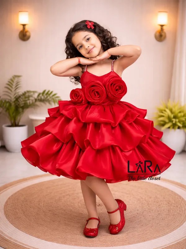 Classy_Red_Layered_Frock_For_Kids_Girls