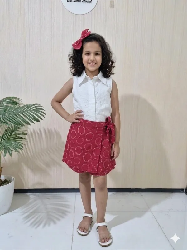Cute_Red_Skort_With_White_Top_For_Little_Girls