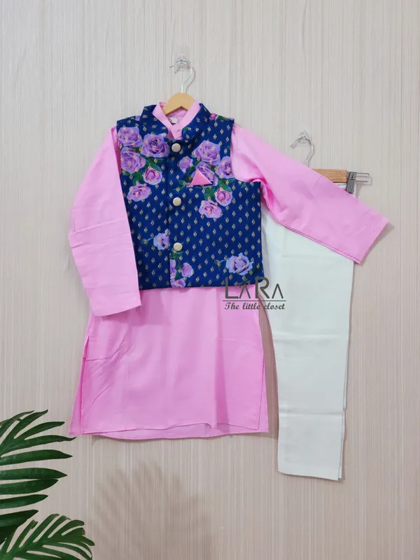 Pink_And_Blue_Festive_Kurta_Set_For_Boys