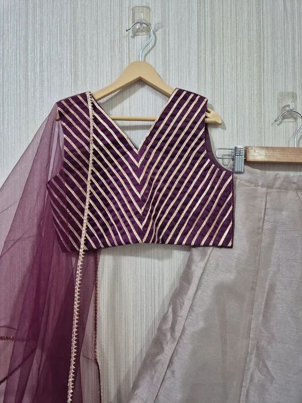 Grey_And_Wine_Silk_Lehenga_For_Girls