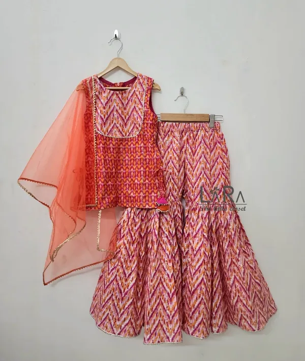 Orange_And_Pink_Cotton_Casual_Sharara_Set_For_Girls