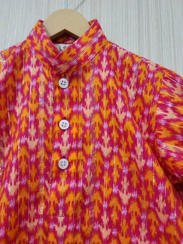 Orange_Cotton_Casual_Kurta_Set_For_Boys