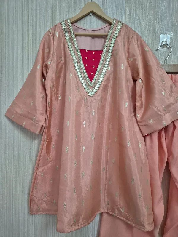 Peach_Traditional_Kurti_Salwar_For_Kids_Indian_Wedding_And_Festive_Wear
