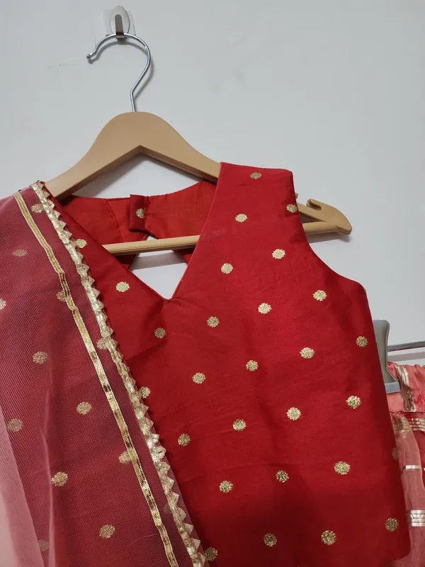 Red_Tissue_And_Silk_Festive_Lehenga_For_Girls