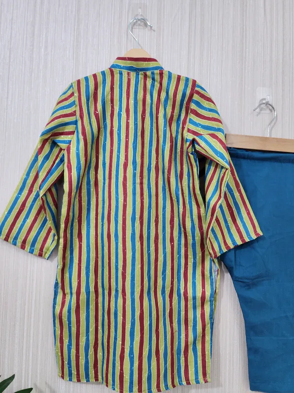 Green_Blue_Cotton_Festive_Kurta_For_Girls
