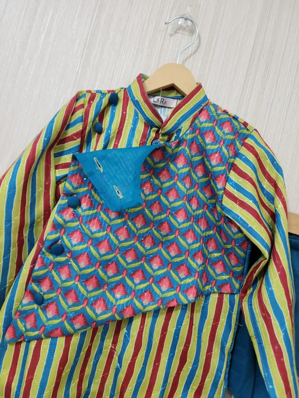 Green_Blue_Cotton_Festive_Kurta_For_Girls