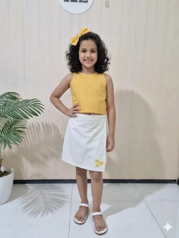 Very_Stylish_Yellow_Crop_Top_With_Skort_For_Little_Girls