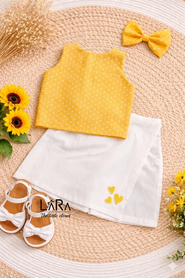 Very_Stylish_Yellow_Crop_Top_With_Skort_For_Little_Girls