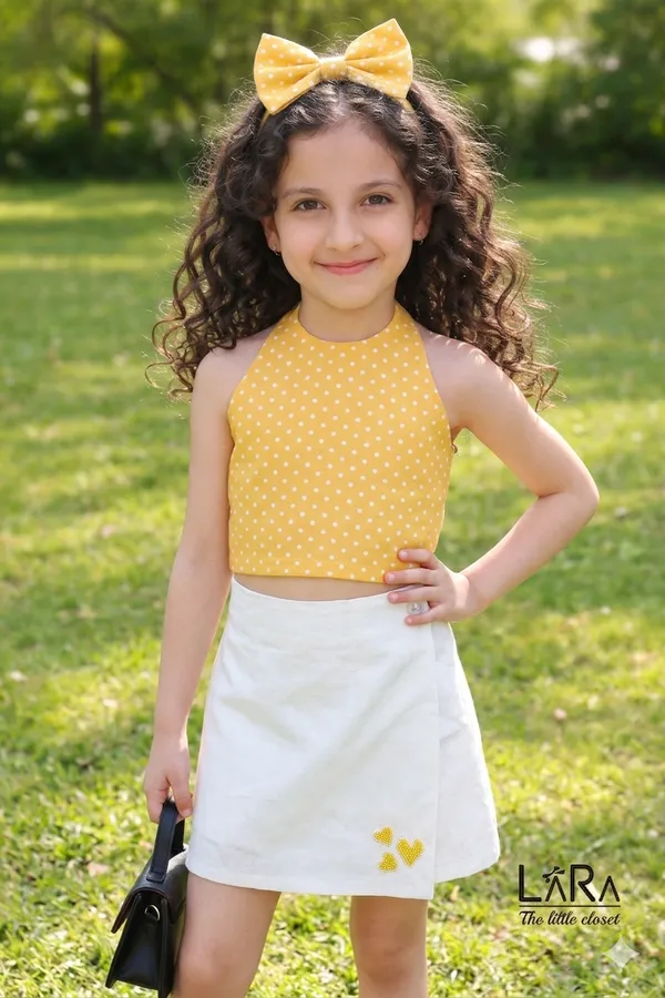 Very_Stylish_Yellow_Crop_Top_With_Skort_For_Little_Girls