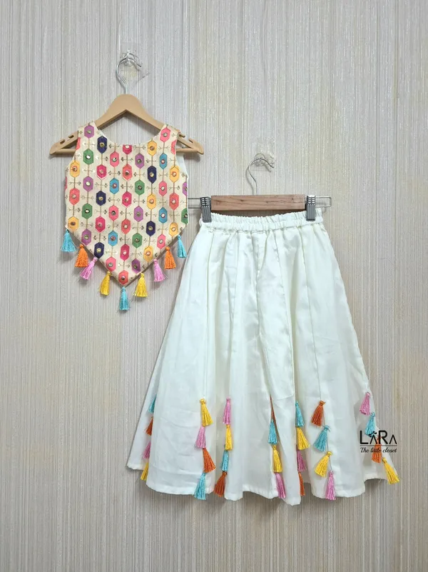 White_Palazzo_With_Multi_Colour_Top_For_Litte_Girls