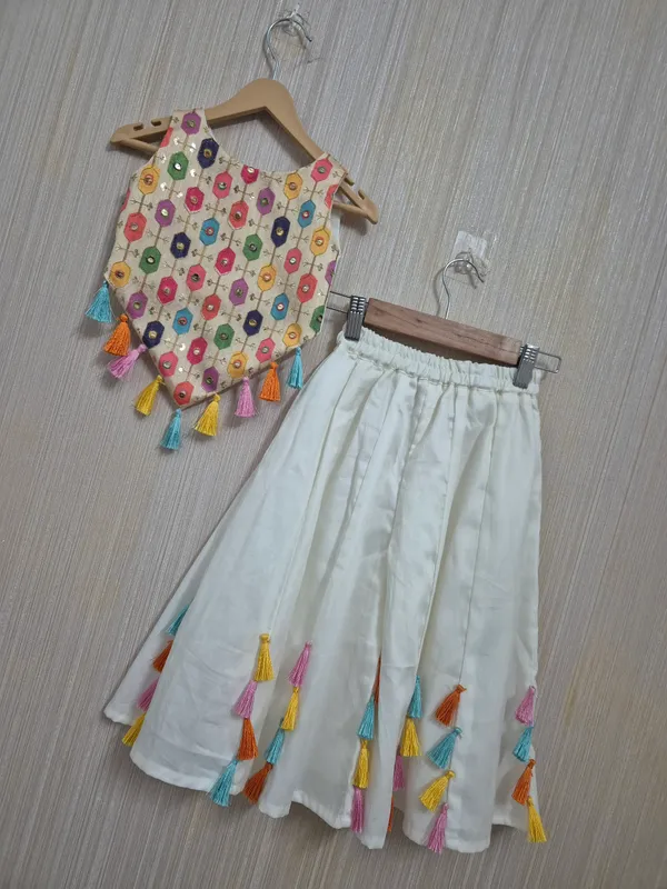 White_Palazzo_With_Multi_Colour_Top_For_Litte_Girls